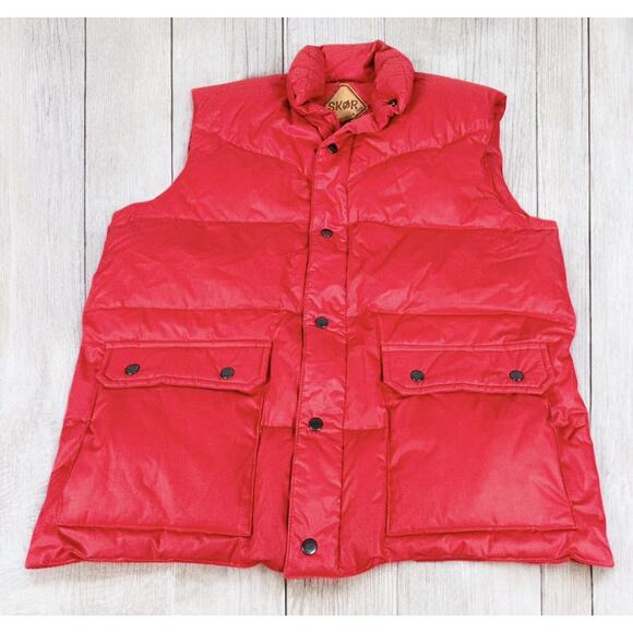 Vintage SKOR Adventure Outdoor Gear Goose Down Puffer Vest Red Size XL